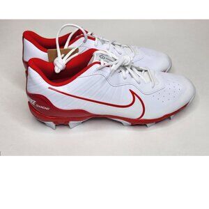 Nike Force Alpha Huarache 4 MCS Baseball Cleats WHITE/RED DJ6524-104 Mens 11.5